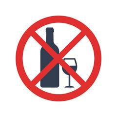 Obraz premium No alcohol allowed sign, forbidden, liquor ban, no drinking, restricted, prohibition symbol