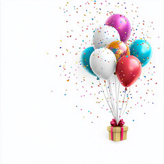 Colorful Balloons and a Gift Box made with generative AI