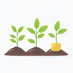 Financial Growth Plant with coins representing investment and economic success. made with generative AI