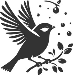 Finch bird black vector drawing silhouette illustration