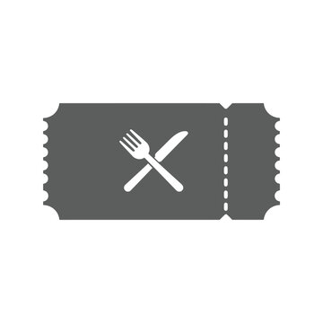 Restaurant meal ticket icon, food coupon, dining voucher, discount, culinary experience symbol