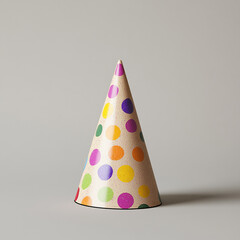 : A colorful party hat with polka dots and a pom-pom for a birthday celebration. made with generative AI

