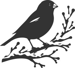 Finch bird black vector drawing silhouette illustration