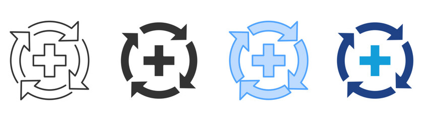 Obraz premium Recovery Icon Set Multiple Style Collection