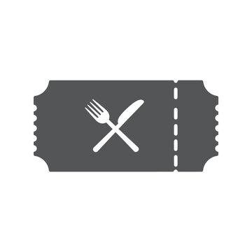 Restaurant meal ticket icon, food coupon, dining voucher, discount, culinary experience symbol