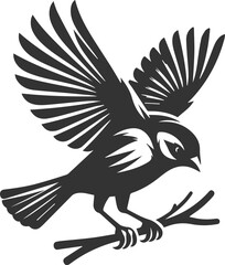 Obraz premium Finch bird black vector drawing silhouette illustration