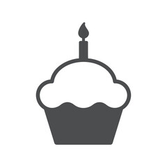 Birthday cupcake with candle icon, celebration, party, dessert, sweet treat, festive symbol

