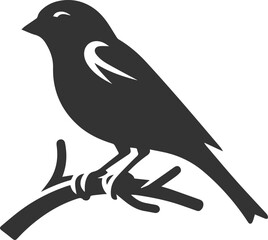 Finch bird black vector drawing silhouette illustration