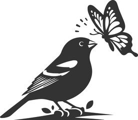 Finch bird black vector drawing silhouette illustration
