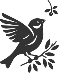 Finch bird black vector drawing silhouette illustration