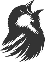 Finch bird black vector drawing silhouette illustration