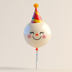 Happy Balloon with Party Hat Celebrating Made with generative AI