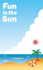 Hand-drawn Cloud Text on Seaside Background (Fun in the Sun) 02