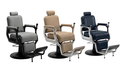 Classic barber shop chairs vintage style leather seats man old on transparent background
