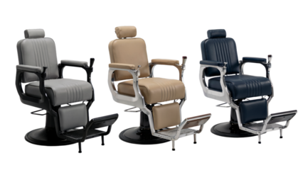Classic barber shop chairs vintage style leather seats man old on transparent background