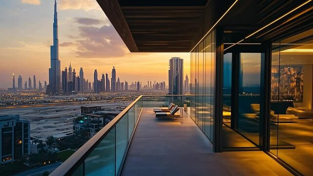 Dubai Skyline Luxury Penthouse Sunset View