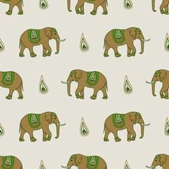 popular elephant pattern in asian style this elephant graphic is fashionable in thailand india and south east asia and this elephant and baby elephant can be for textile industry and any package 