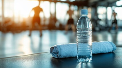Water Bottle and Towel at the Gym