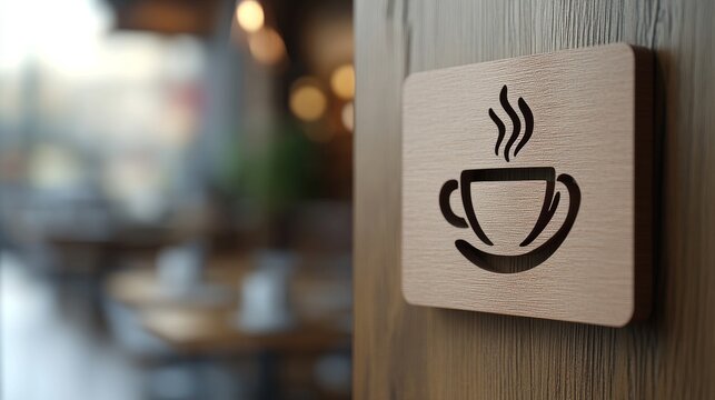 65.A 3D icon of a coffee shop board, designed to reflect a clean and modern aesthetic. The simple, elegant design of the sign conveys a minimalist approach to branding, ideal for a contemporary