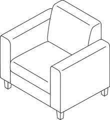 Isometric illustration of a colorful armchair on a white background
