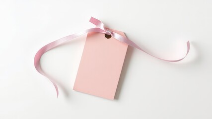 Pale pink tag with matching ribbon on a light surface, ready for pricing or a custom message for a special occasion