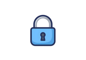 Blue Padlock Icon on White Background | Security Illustration for Data Protection, Privacy and Online Safety