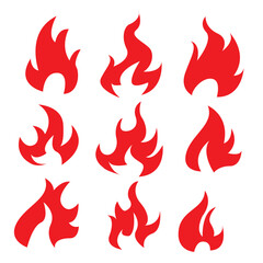 fire flame icon set vector art