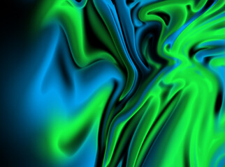 Vibrant Neon Swirl – Abstract Green and Blue Fluid Motion Background