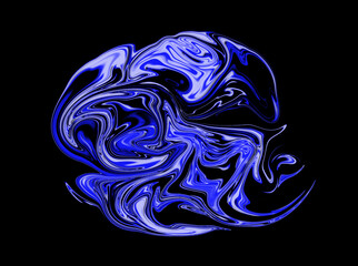 Electric Blue Marble Circle – Abstract Swirl Texture on Black Canvas