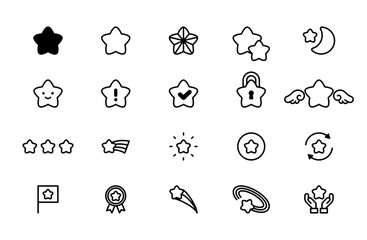 さまざまな星のアイコン20種セット