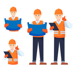 set of construction workers flat vector design
