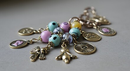 Colorful beaded charm bracelet with intricate designs