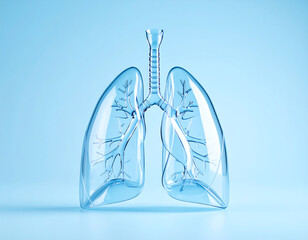 3D Image of Glass Lung on Blue Background
