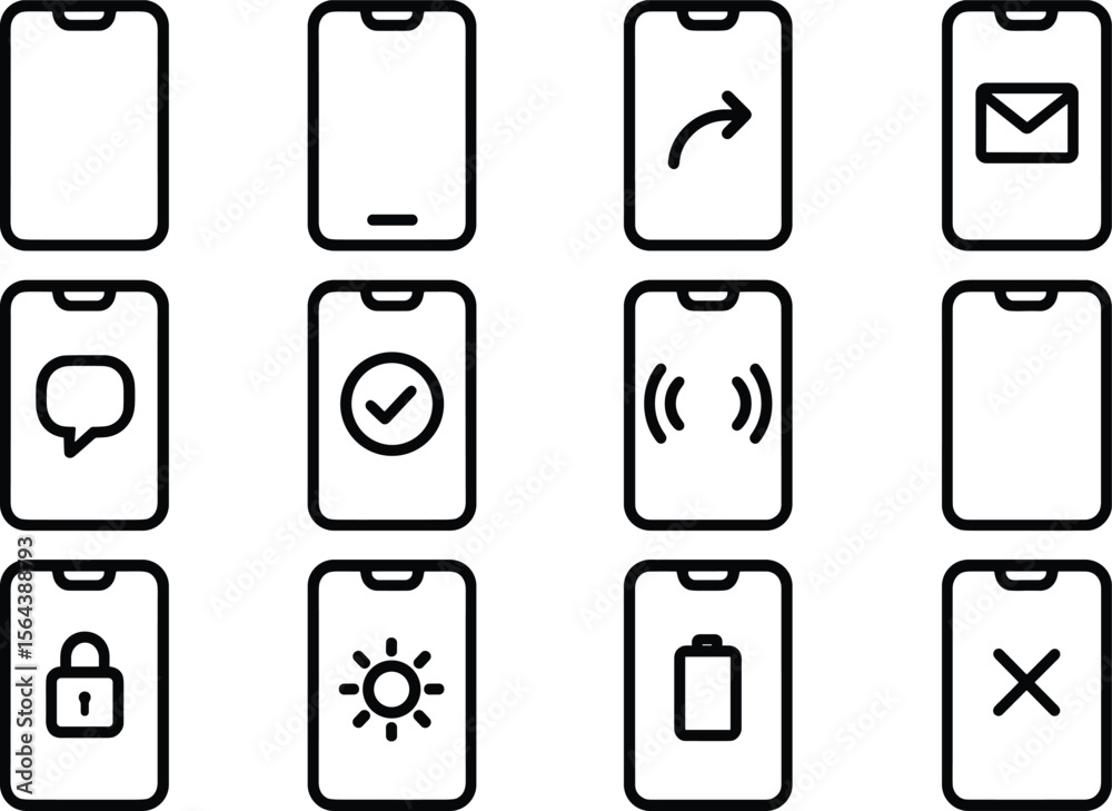 Poster sleek smartphone outline icon on transparent background for modern ui design and mobile app developm