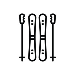 Black line icon for ski