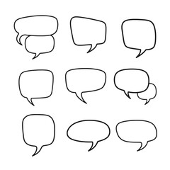 Obraz premium Hand-drawn Speech and Thought Bubbles Set. Outline vector collection of various chat balloons for communication design.