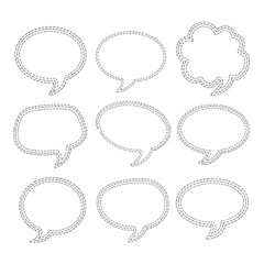 Set of Dotted Outline Speech and Thought Bubbles for Text and Communication Concepts