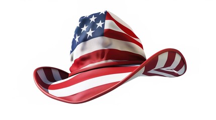 An American - style hat stands alone on a spotless white background, presenting a simple and characteristic accessory - related scene that showcases the unique design and shape of the American hat.