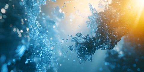 Obraz premium Splashing Blue Water with Sunlight in Abstract Motion
