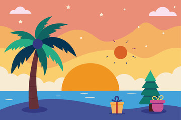 Obraz premium vector illustration of a tropical island