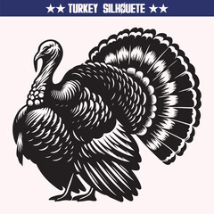 Turkey Silhouette Vector – Festive Bird Clipart for Thanksgiving & Fall Designs