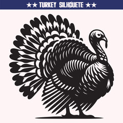 Turkey Silhouette Vector – Festive Bird Clipart for Thanksgiving & Fall Designs