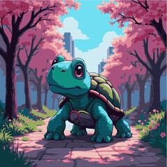 tortoise cartoon vector. Cute turtle vector design illustration.  Colorful turtle animation vector