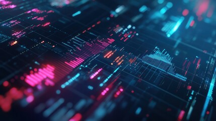 Futuristic technological interface with glowing lines and data streams representing advanced computer systems