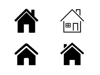 Home icons on white circles on black background