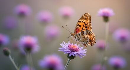 Obraz premium Spectacular Butterfly on Purple Flower A Stunning Nature Photography
