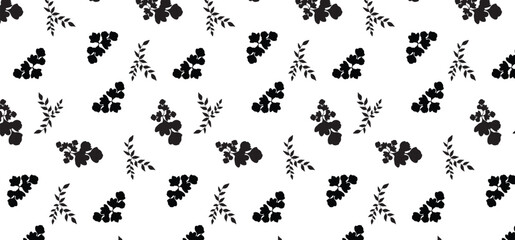 seamless pattern design with hand drawing flower in fill mode on a transparent background