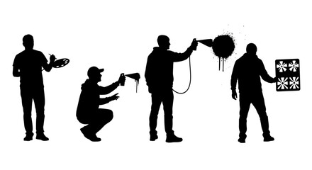 Silhouette Series Urban Artists in Action, Spray Painting, Street Art