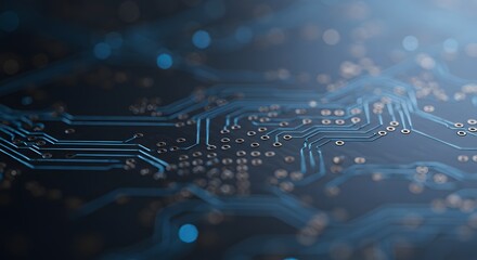 High-Resolution Close-Up of Circuit Board Technology Intricate Electronic Pathways