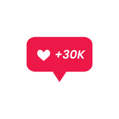 Social Media Like Notification Icon +30K – Heart Symbol Popup UI